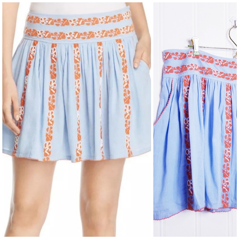 Tory Burch Alexandria Dirndl Beaded Mini Skirt
